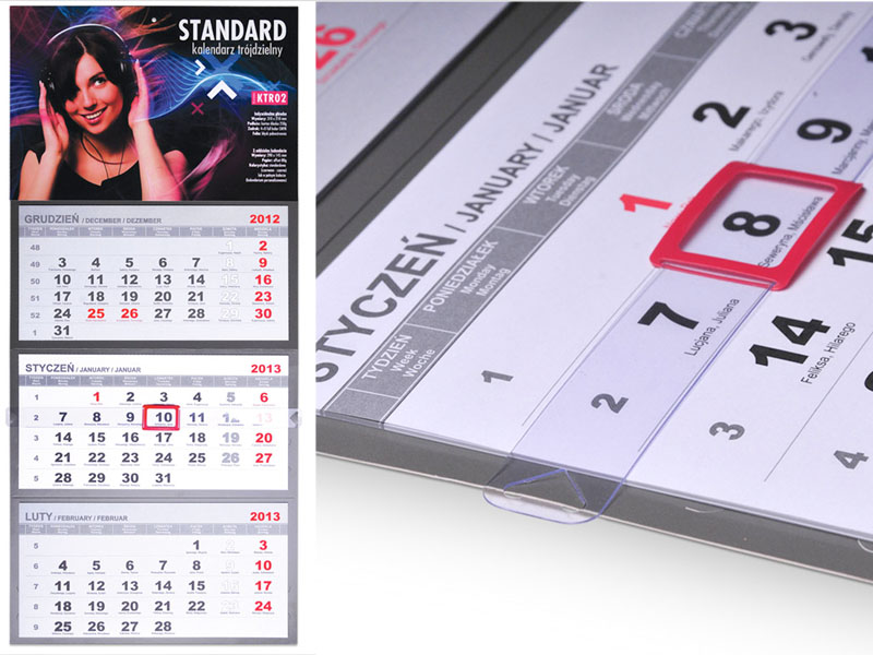 kalendarz ścienny trójdzieny standardowy